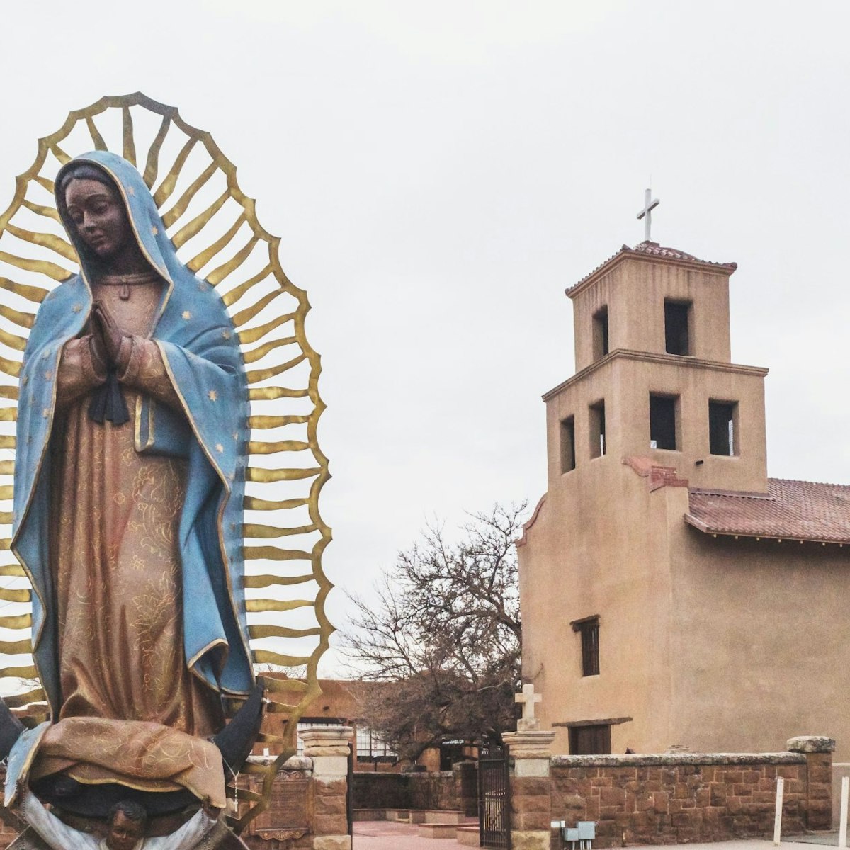 Statue of Our Lady and Sanctuary of Guadalupe near downtown Santa Fe, New Mexico, USA; Shutterstock ID 1475202815; your: Bridget Brown; gl: 65050; netsuite: Online Editorial; full: POI Image Update