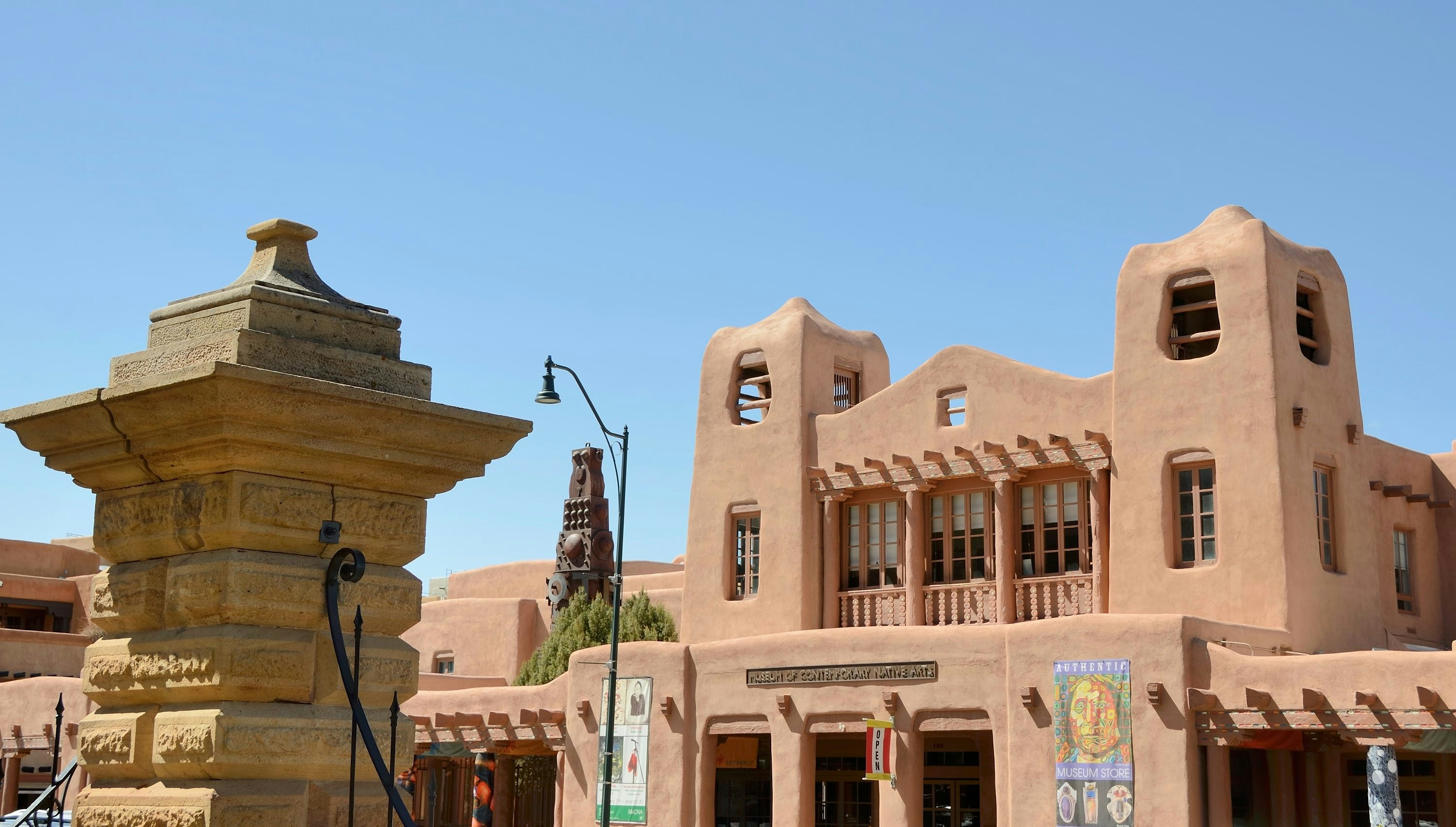 Santa Fe, New Mexico, USA - March 18, 2013: The Museum of Contemporary Native Arts in downtown Santa Fe focuses primarily on Native American Art.