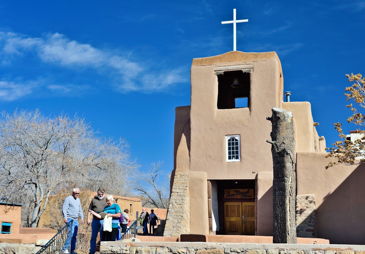 San Miguel Mission

"Santa Fe, New Mexico, USA - March 18, 2013: People walking past the beautiful Mission San Miguel in the historic old town section of Santa Fe."
Mission San Miguel , Santa Fe - stock photo
