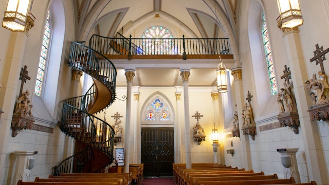 Interior of Loretto Chapel, Santa Fe, new Mexico, USA