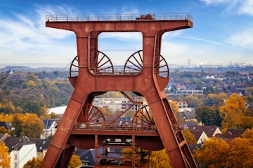 German contemporary industrial architecture - Shaft Tower in coal mine factory in Essen