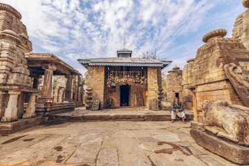 Uttarakhand, India, October 22,2018: Ancient stone temples of Baijnath at Bageshwar district of Uttarakhand India. Baijnath temples are a cluster of Hindu temples near Kausani Uttarakhand.