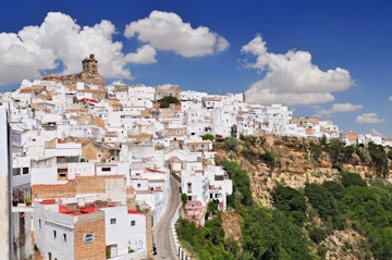 view on Arcos de la Frontera, a white village, Spain, Andalusia, Cadiz, Arcos De La Frontera.