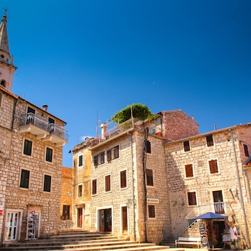 Jelsa, Hvar island, Croatia - June 21st 2014:  Jelsa fishing town is an ideal destination for all those who are looking to benefit from the rich monumental heritage and natural beauties of Hvar island.