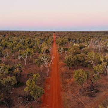 Drone view of outback of Queensland off road