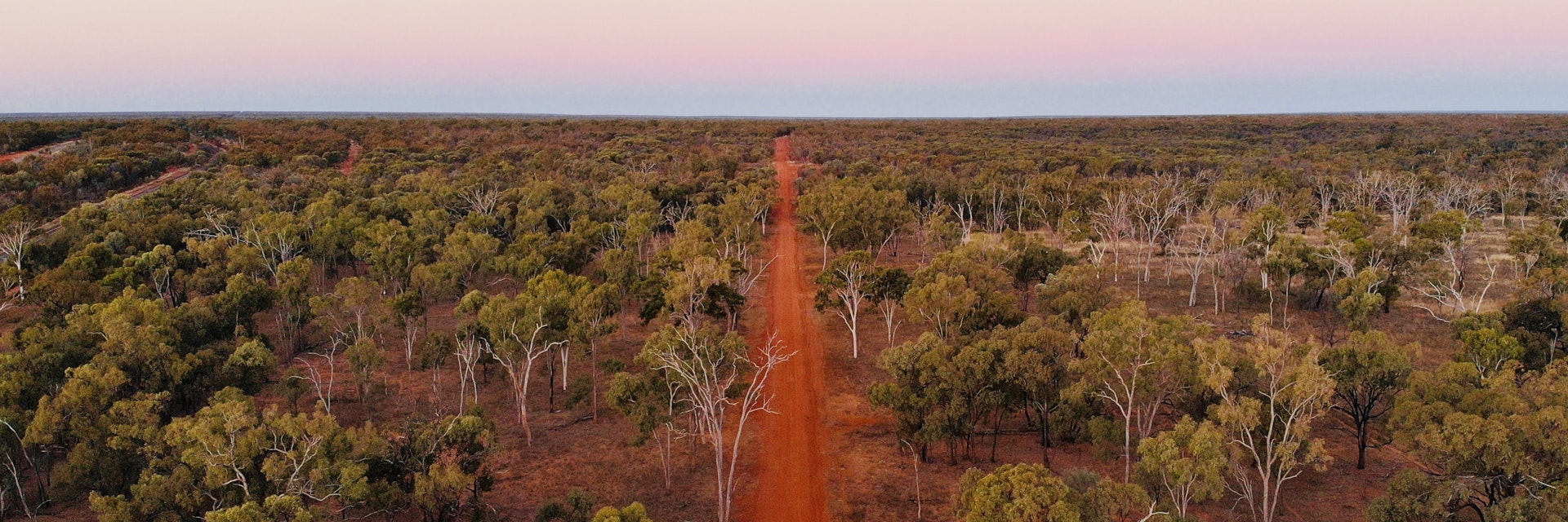 Drone view of outback of Queensland off road