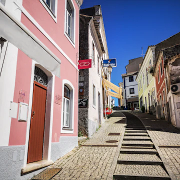 Monchique, street in a small town and a popular spa in southern Portugal, in the region of Algarve, in Portugal