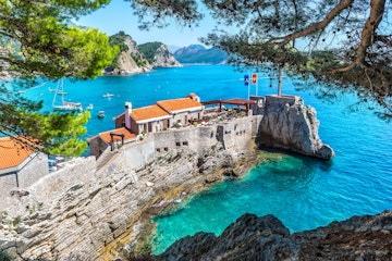 Venetian fortress in Petrovac at sunny day in Montenegro
