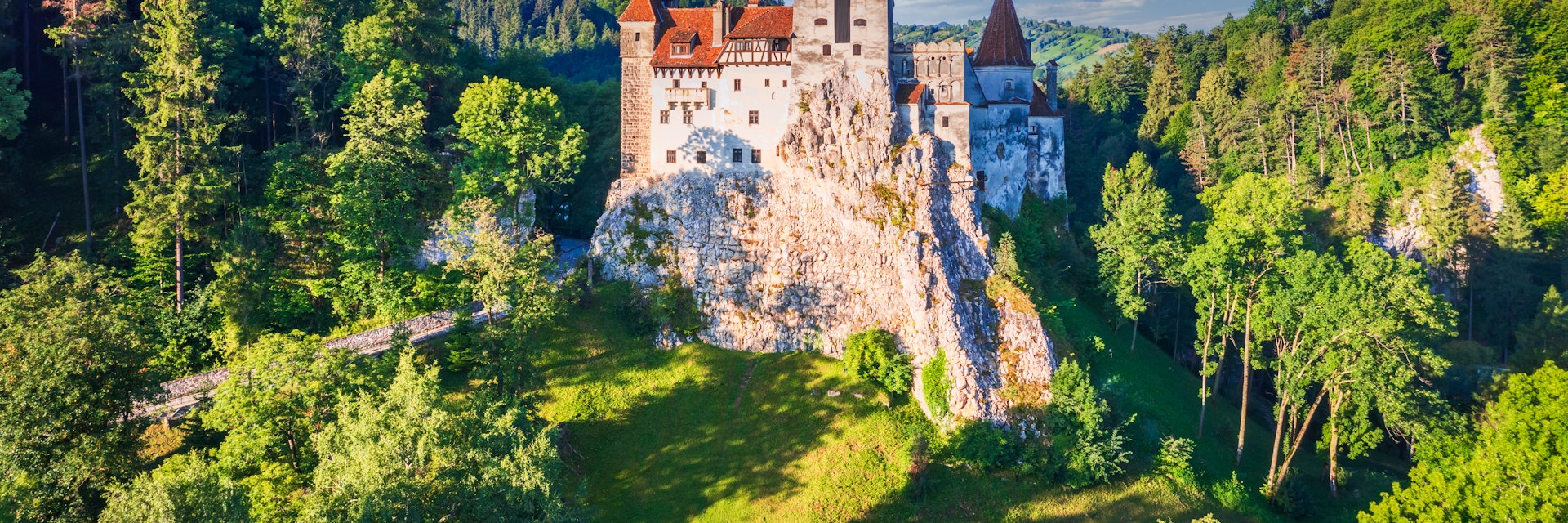 Bran Castle, Romania - August 2021. Place of Dracula in Transylvania, Carpathian Mountains, romanian  famous destination in Eastern Europe
