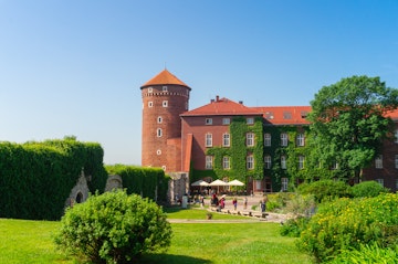 Sandomierz Tower of the Wawel Castle in Krakow. View from the courtyard of the castle