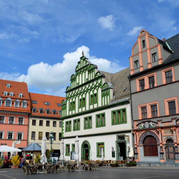 Weimar is a historical city in the federal state of Thuringia, Germany. It is located between Erfurt in the west and Jena in the east, approximately 80 kms southwest of Leipzig, 170 kms north of Nuremberg and 170 kms west of Dresden. Weimar culture was the flourishing of the arts (Bauhaus) and sciences that happened in Germany during the Weimar Republic. The old part of a city is designated as UNESCO World Heritage site.