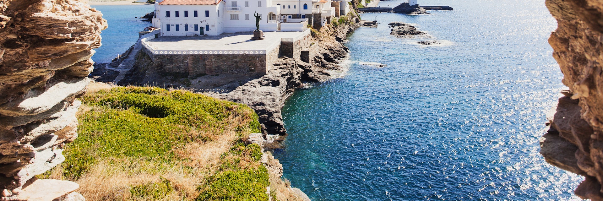 View of beautiful Andros town, Cycladic islands, Greece