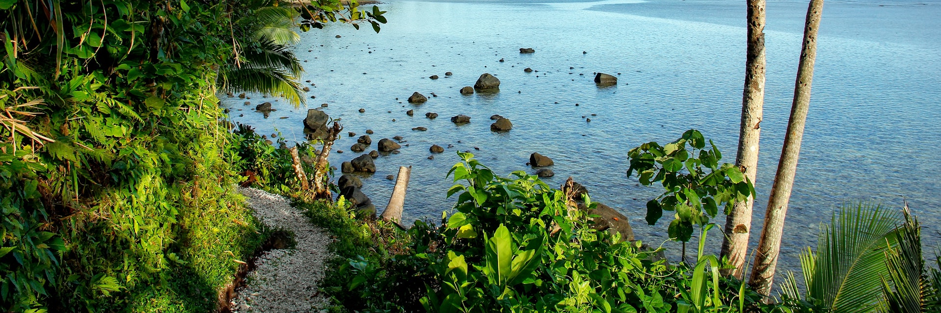 Ocean view along Lavena Costal Walk on Taveuni Island, Fiji. Taveuni is the third largest island in Fiji.