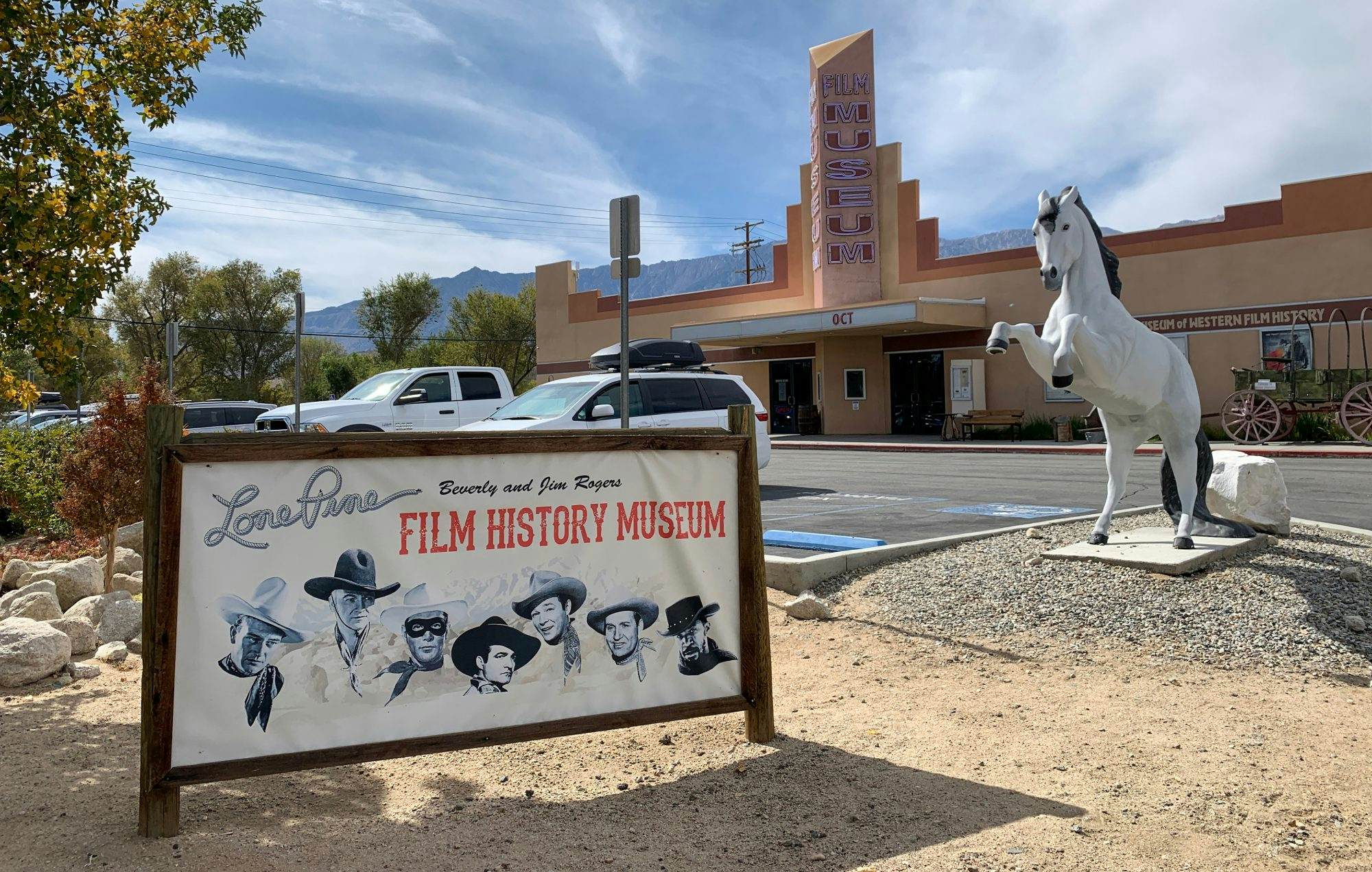 Lone Pine, CA / USA - October 19th, 2019: The storefront of the Museum of Western Film History in Lone Pine, near Alabama Hills, CA; Shutterstock ID 1538832260; your: Bridget Brown; gl: 65050; netsuite: Online Editorial; full: POI Image Update