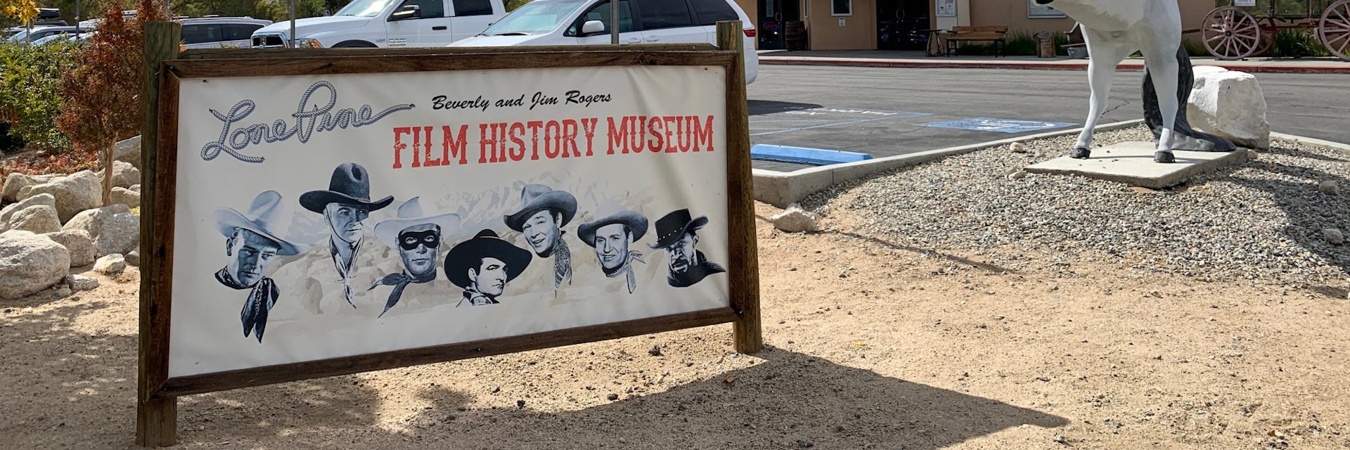 Lone Pine, CA / USA - October 19th, 2019: The storefront of the Museum of Western Film History in Lone Pine, near Alabama Hills, CA; Shutterstock ID 1538832260; your: Bridget Brown; gl: 65050; netsuite: Online Editorial; full: POI Image Update