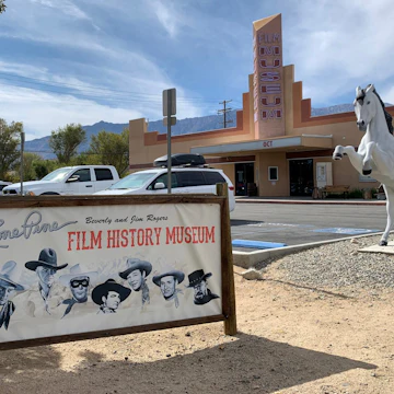 Lone Pine, CA / USA - October 19th, 2019: The storefront of the Museum of Western Film History in Lone Pine, near Alabama Hills, CA; Shutterstock ID 1538832260; your: Bridget Brown; gl: 65050; netsuite: Online Editorial; full: POI Image Update