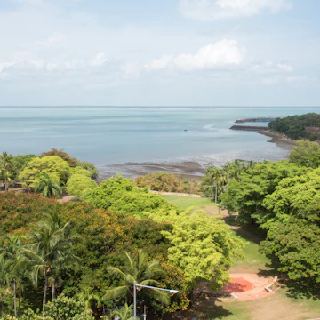 October 6, 2017: High angle view of Bicentennial Park in Darwin.