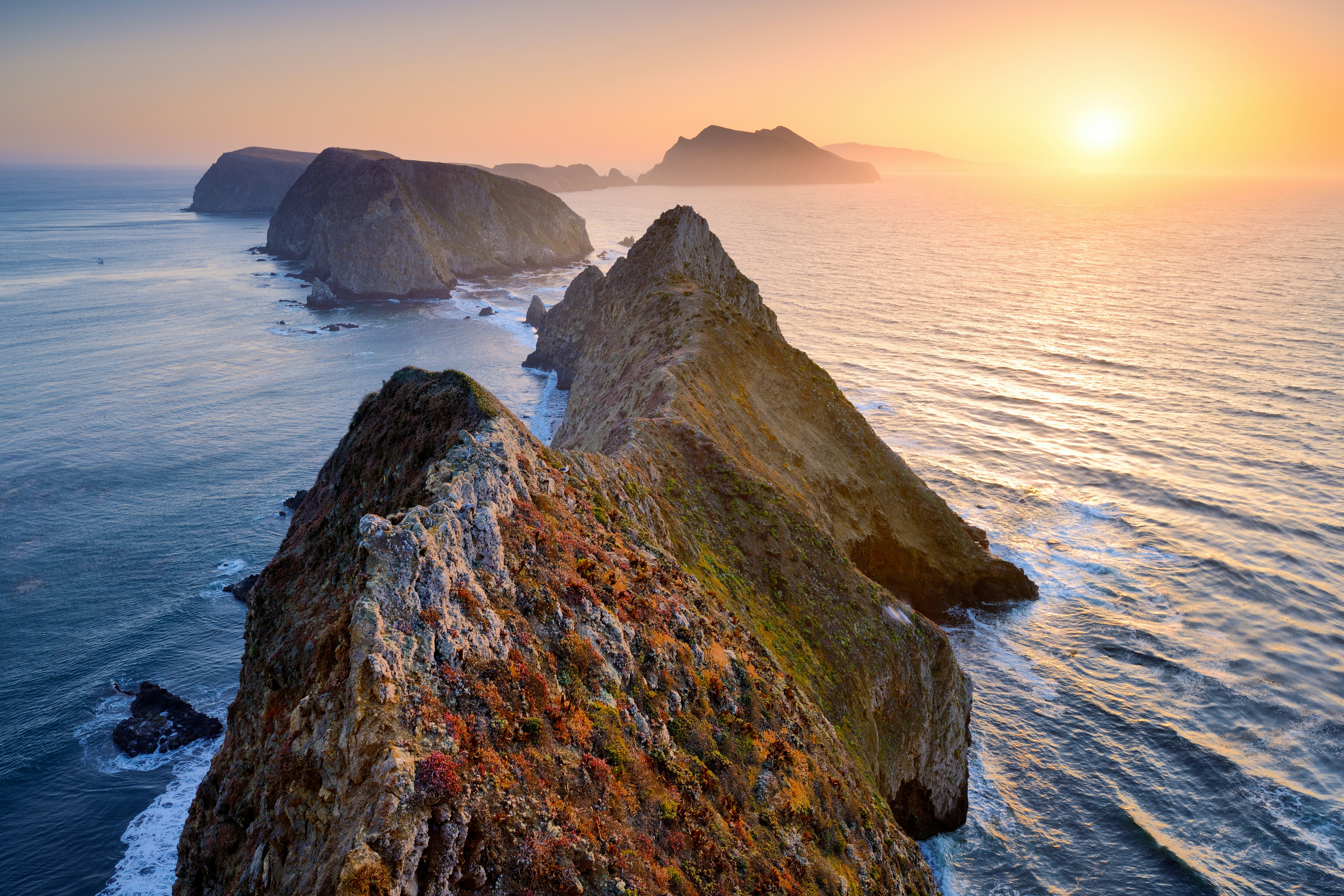 Sunny evening view from Anacapa Island, California