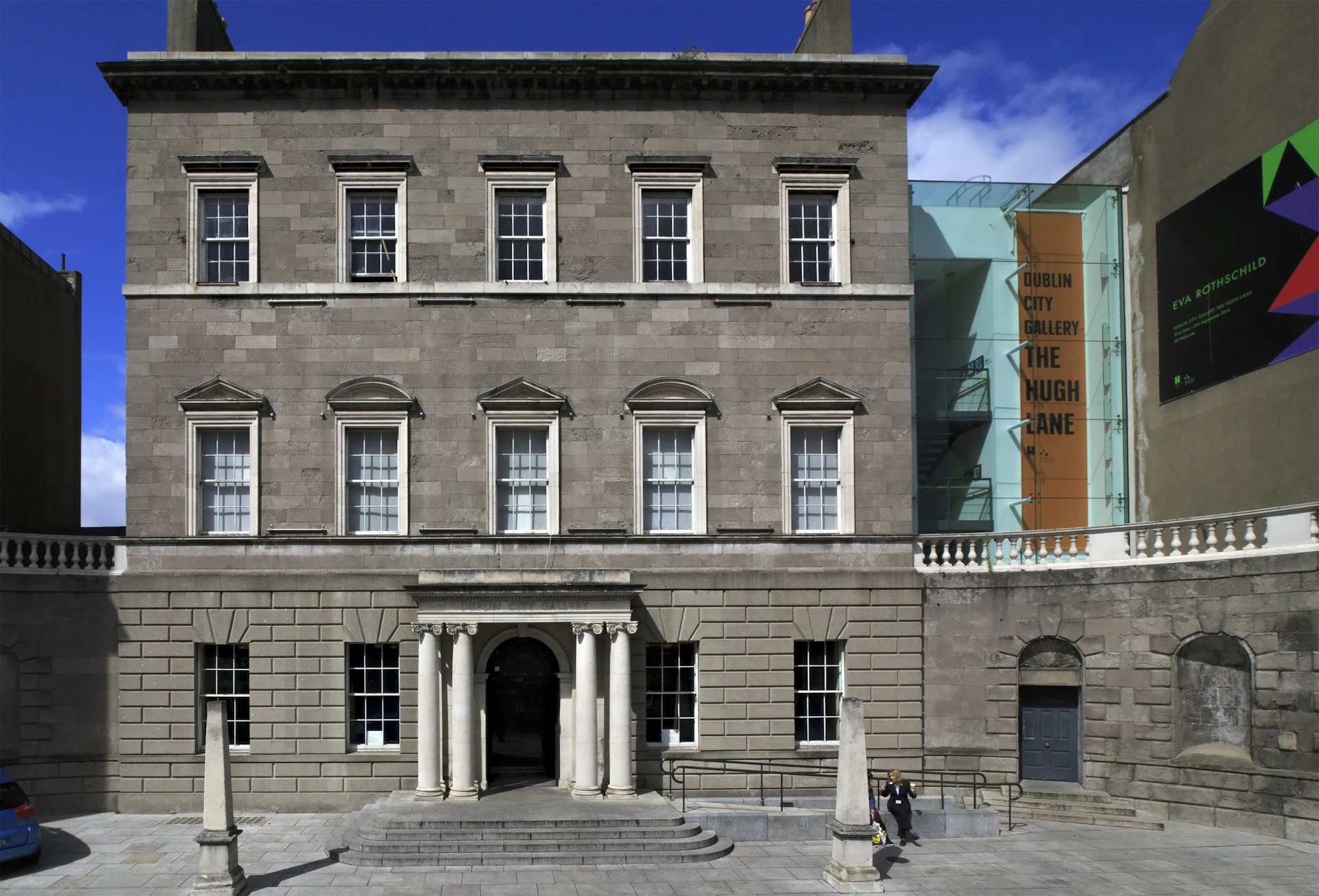 Two people at the entrance to the Hugh Lane Gallery in Dublin