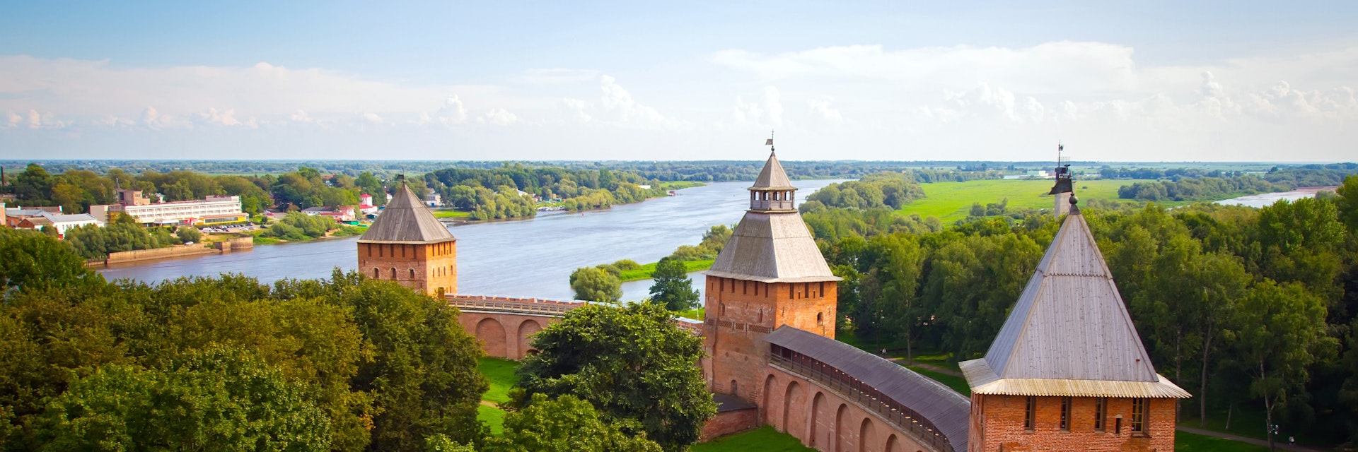 View from one of towers of the Kremlin in Veliky Novgorod.