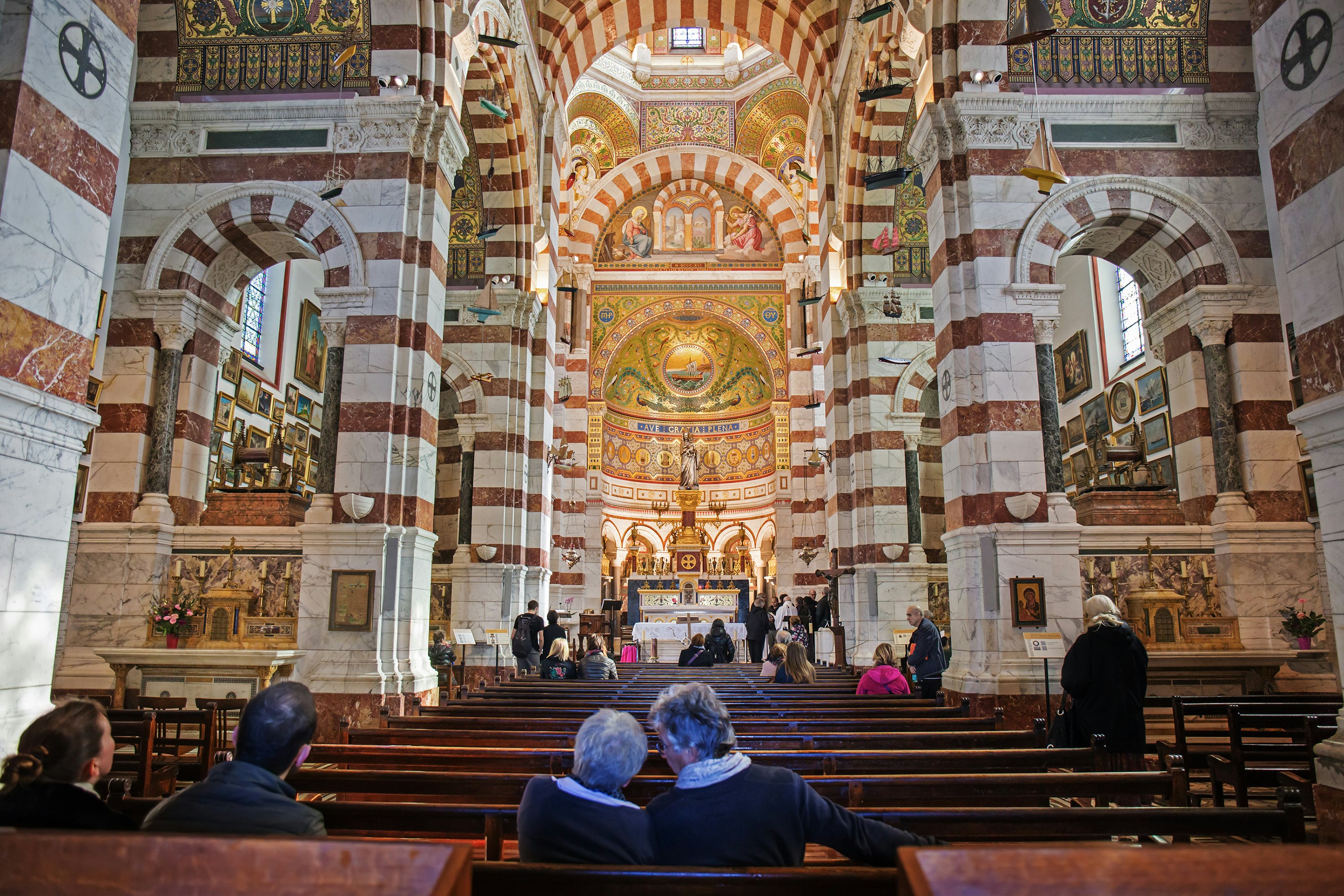 MARSEILLE, FRANCE - 21 FEBRUARY 2016: Interior of Notre-Dame de la Garde in Marseille, Provence, France