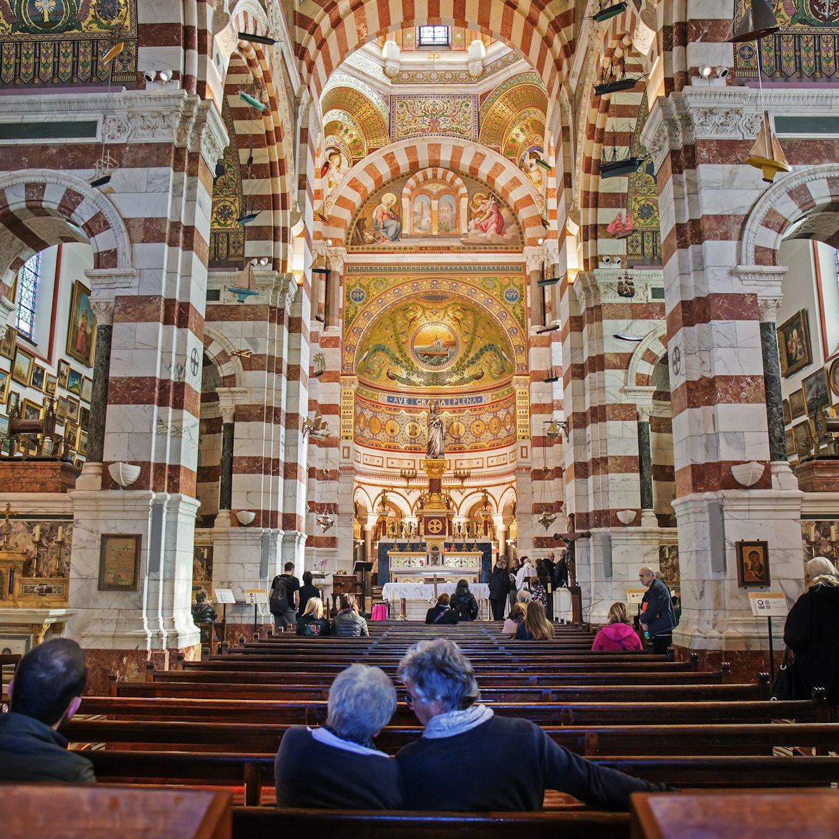 MARSEILLE, FRANCE - 21 FEBRUARY 2016: Interior of Notre-Dame de la Garde in Marseille, Provence, France