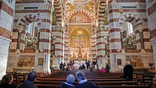 MARSEILLE, FRANCE - 21 FEBRUARY 2016: Interior of Notre-Dame de la Garde in Marseille, Provence, France