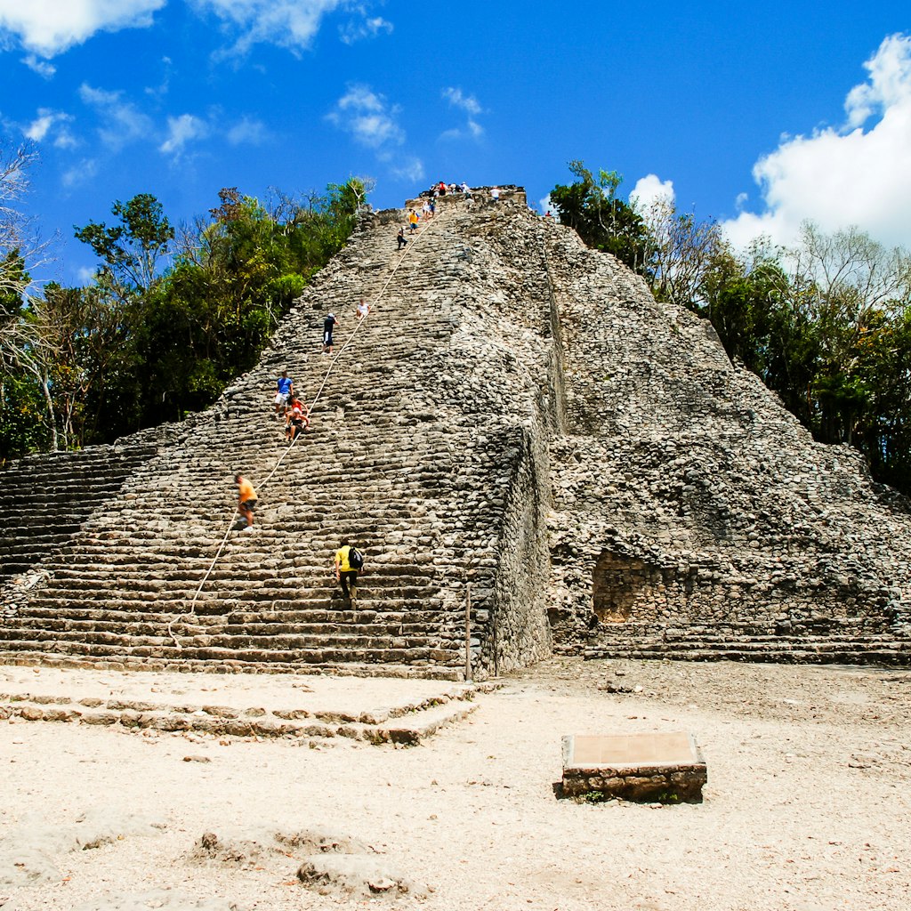 The Mayan ruins of the Coba pyramid in the Yucatan Peninsula.