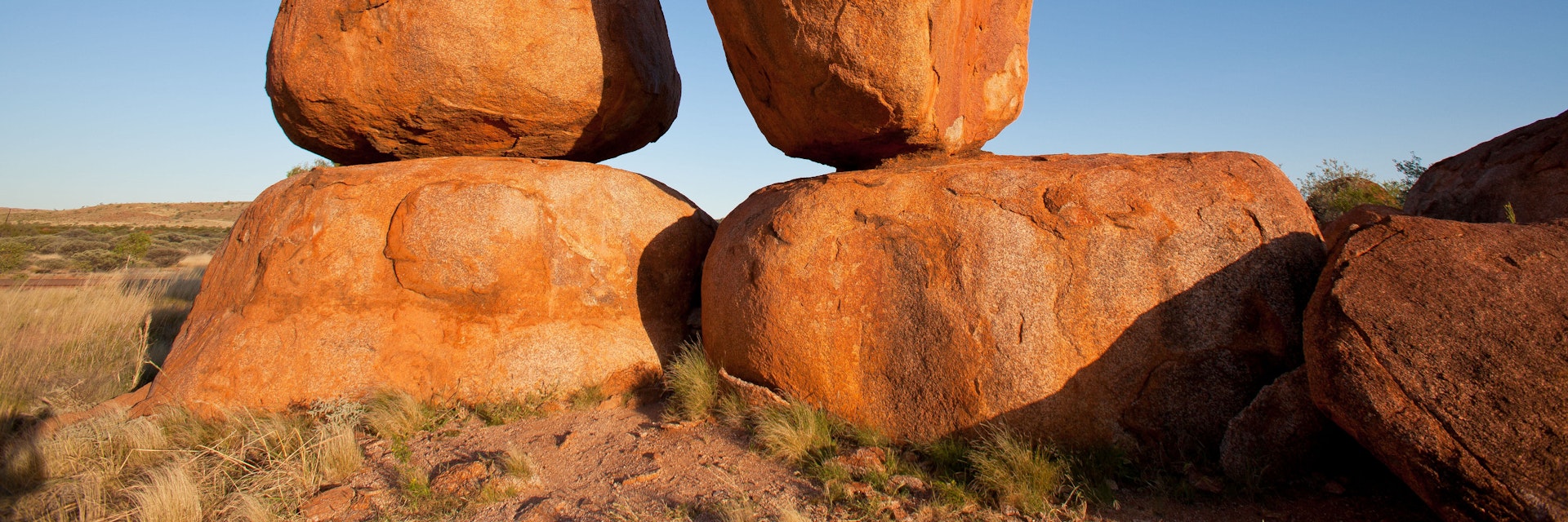 Devil's Marbles rock formations in the Australian desert.