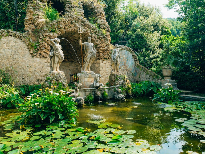 Fountain Neptune at the Trsteno Arboretum.
