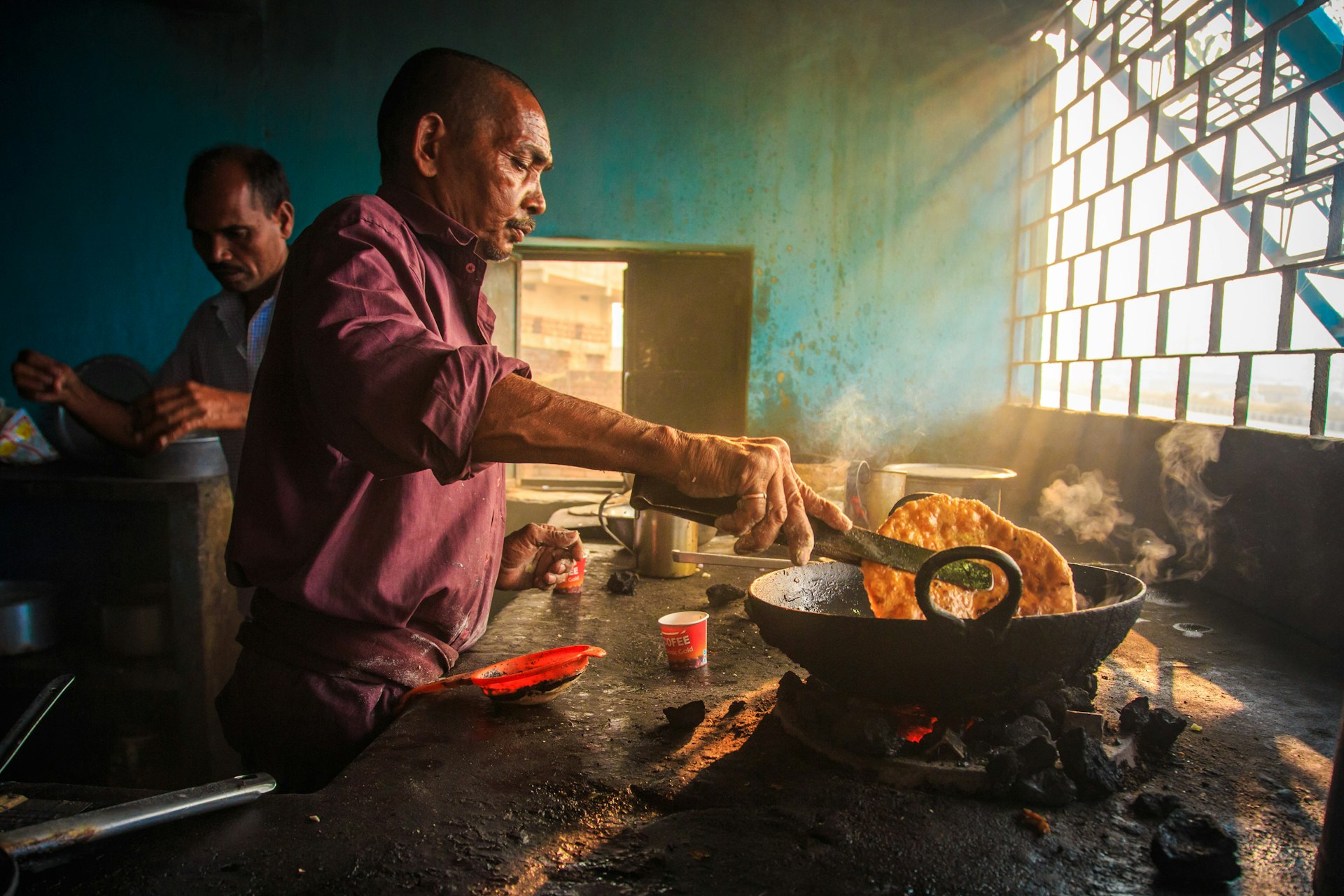 A man working in a Kolkata tea shop