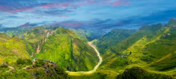 Panorama of Ma Pi Leng pass between Meo Vac and Dong Van at the most northern point in Vietnam.