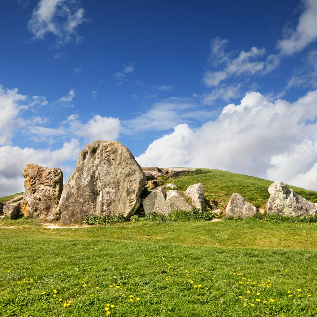 The West Kennet Long Barrow is part of the Avebury Neolithic complex in Wiltshire.