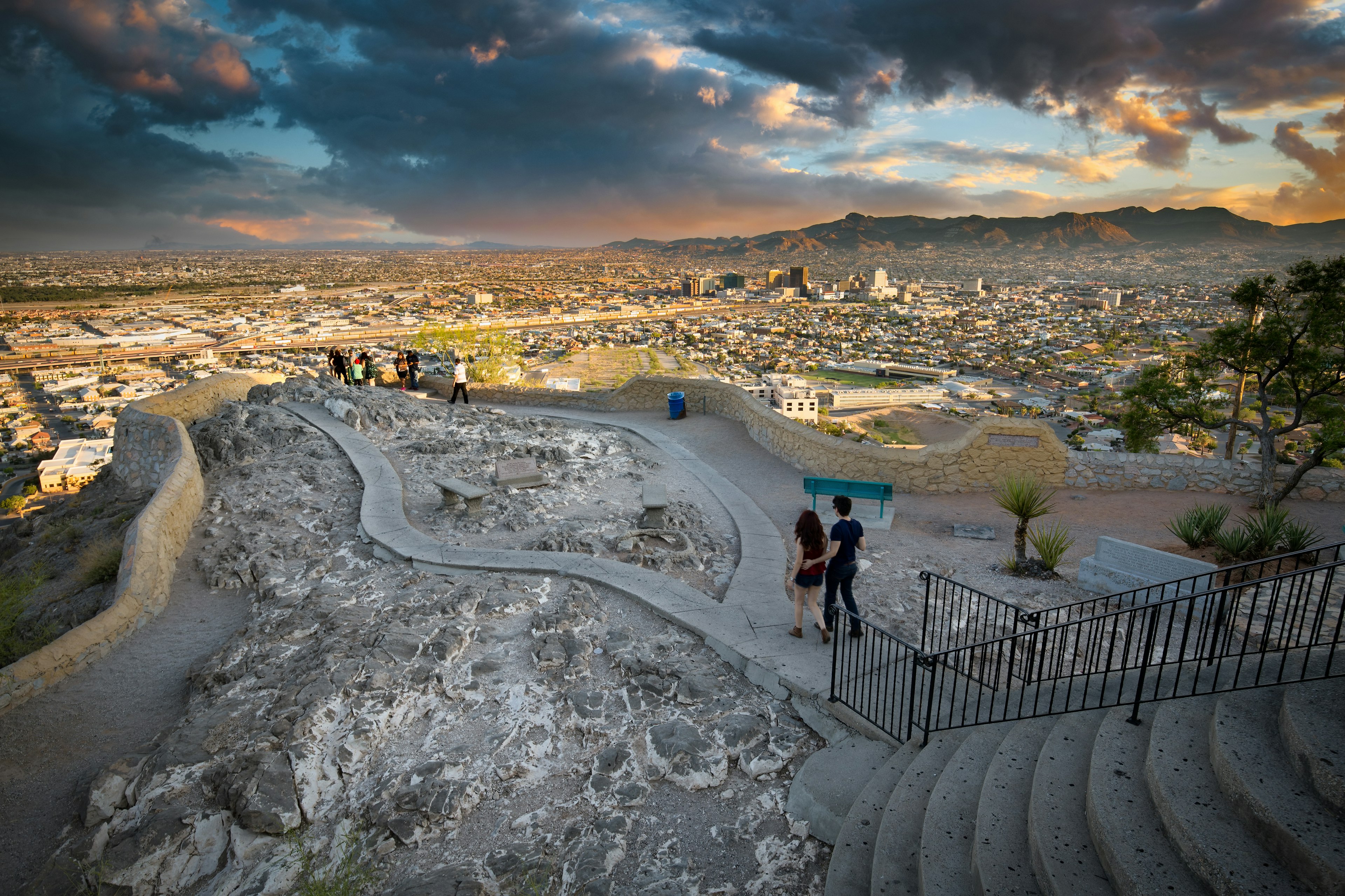 El Paso, Texas, USA - June 18, 2016: Visitors enter Murchison Rogers Park off of Scenic Drive, overlooking the border city.; Shutterstock ID 2031571994; your: Brian Healy; gl: 65050; netsuite: Lonely Planet Online Editorial; full: Best things to do in El Paso