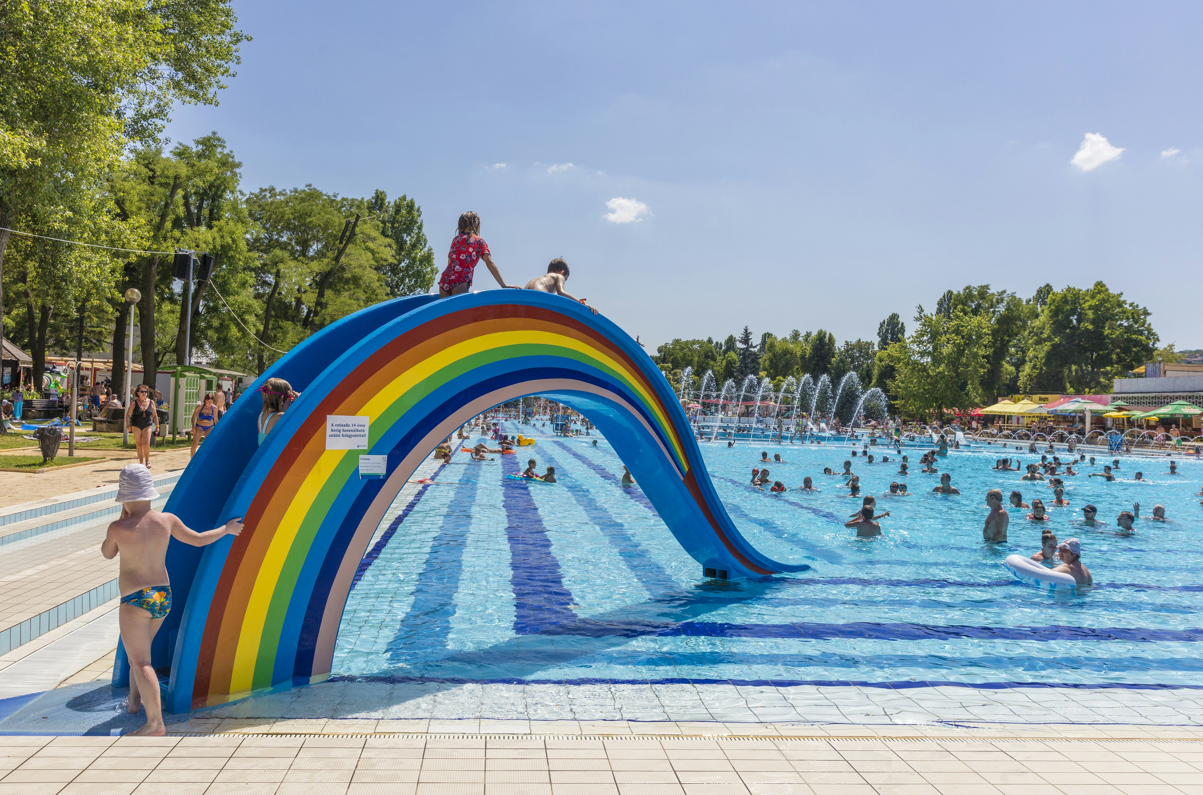 The Palatinus Baths in Budapest in Hungary on a sunny day