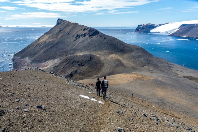 Hiking Devil Island in Antartica.
