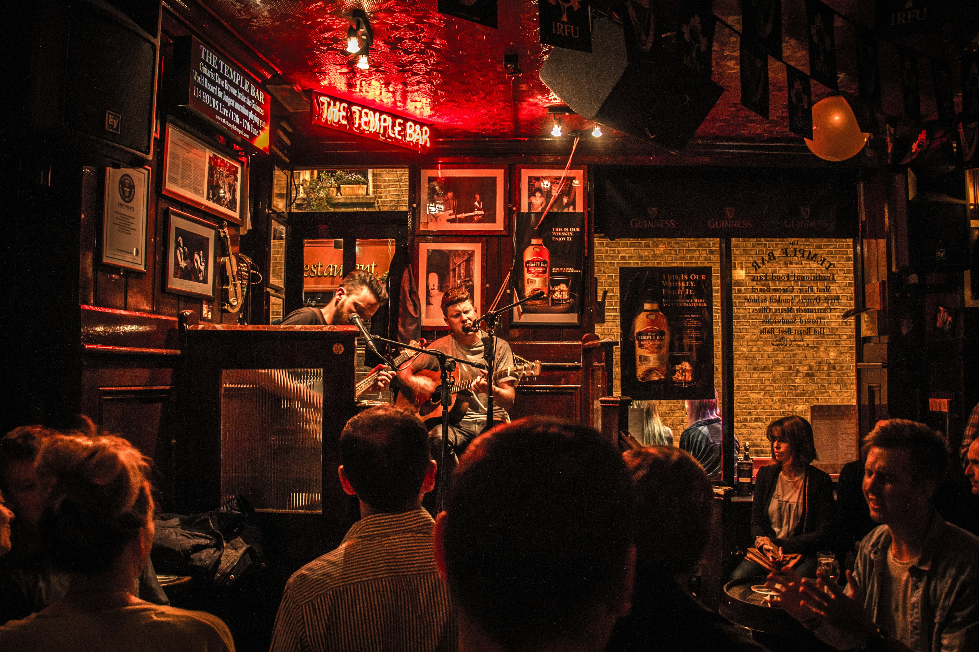 Musicians performing at The Temple Bar in Dublin, Ireland