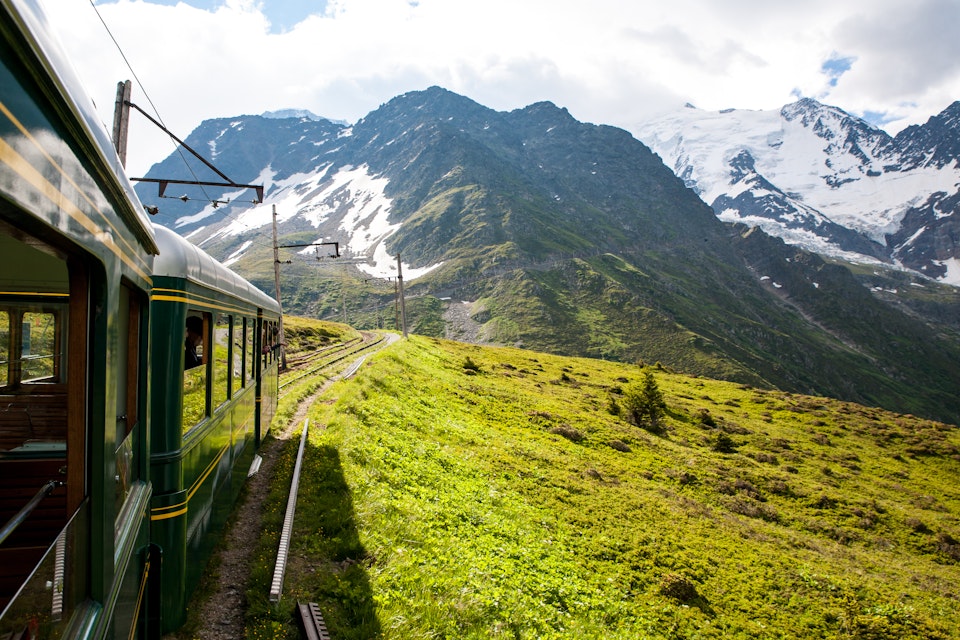 Tramway in mountains, Mont Lachat, Chamonix, France