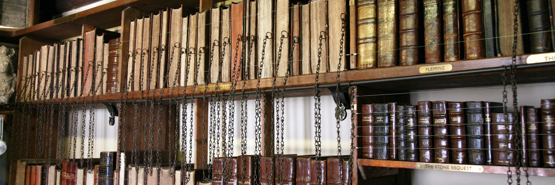 BF16MP The Chained Library housed in The old Treasury of Wimborne Minster church which was established in 1695