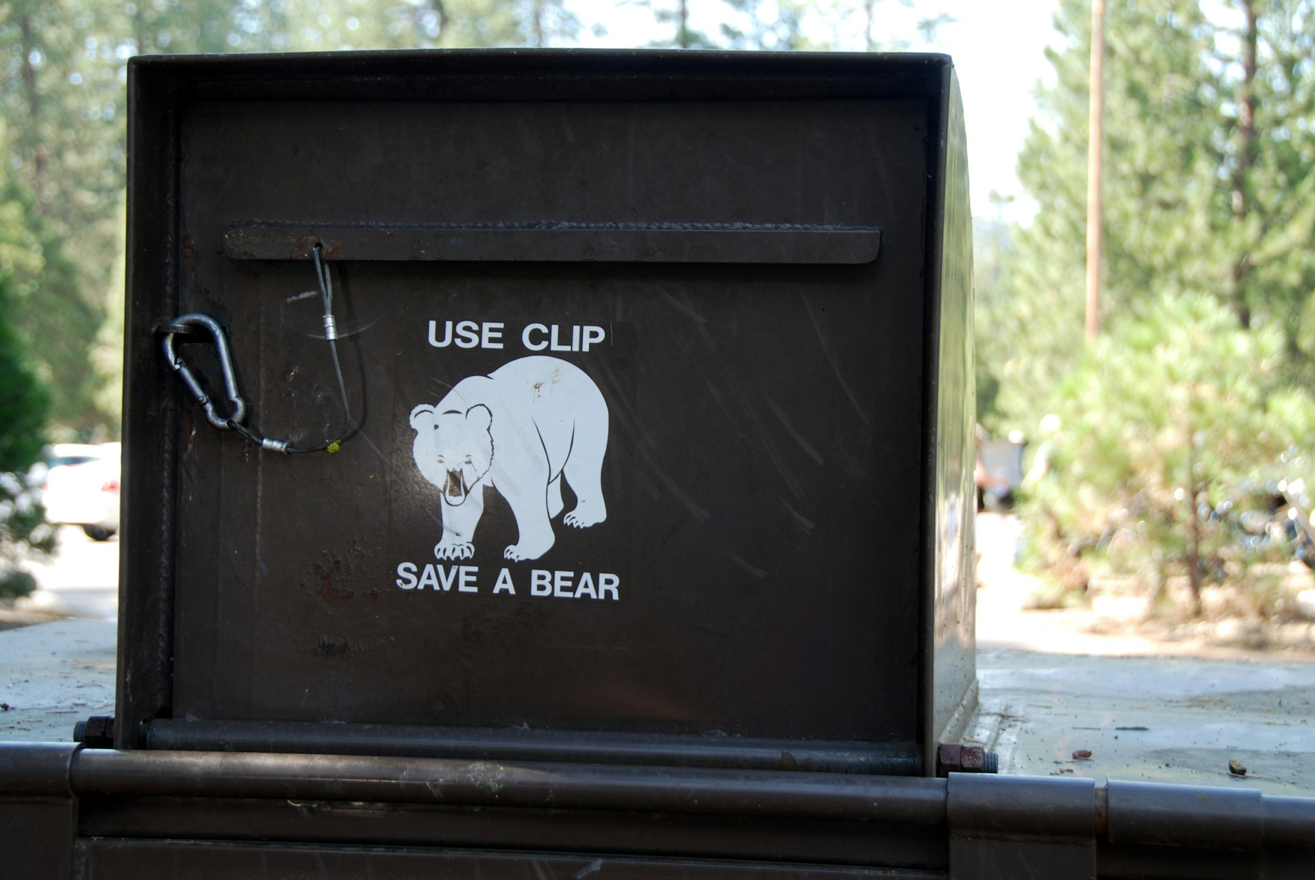 trash container with bear protection at Yosemite National Park