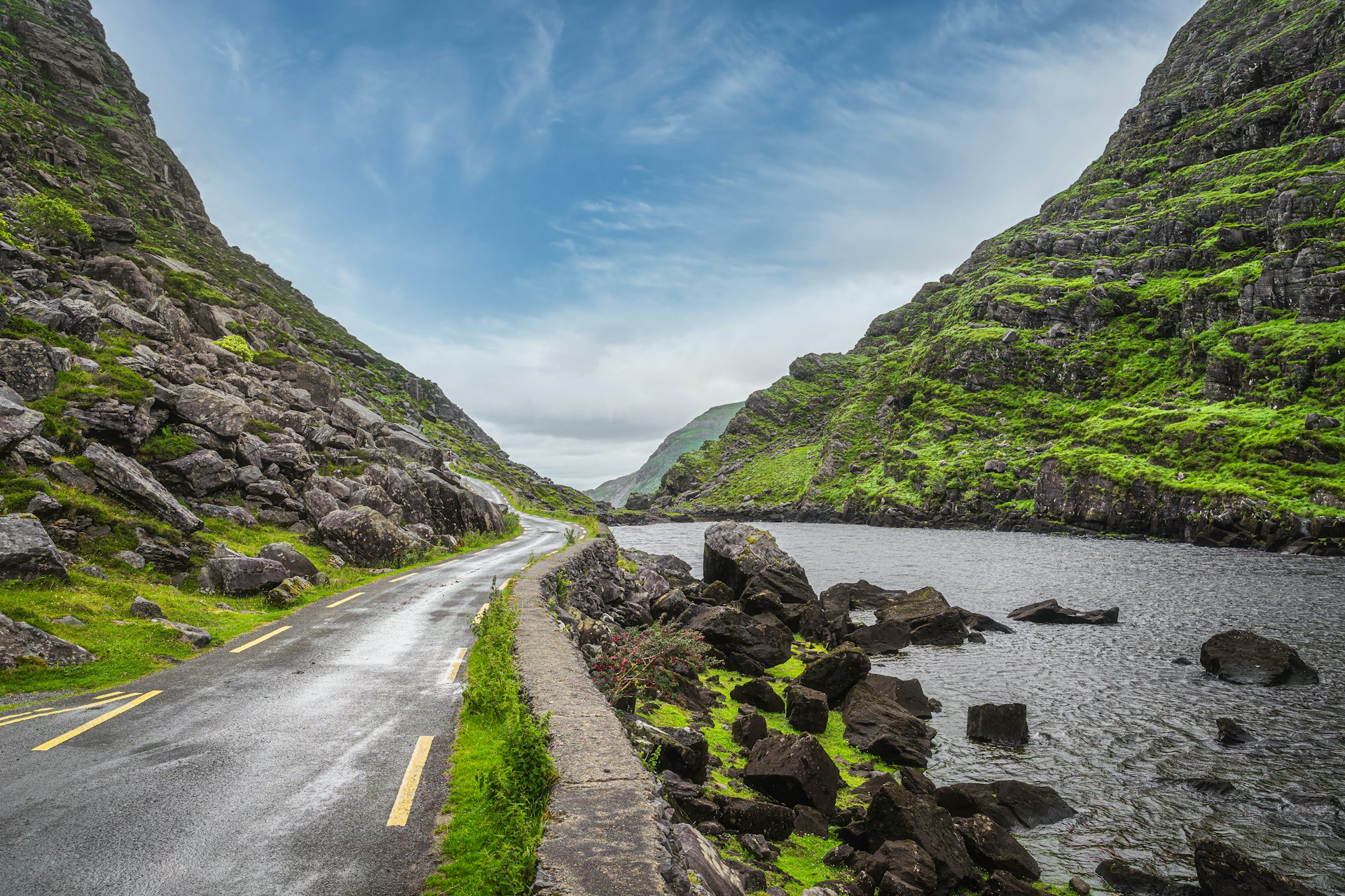 Ireland beckons road-trippers with wild and dramatic roads; Black Valley in Ring of Kerry, County Kerry, Ireland 