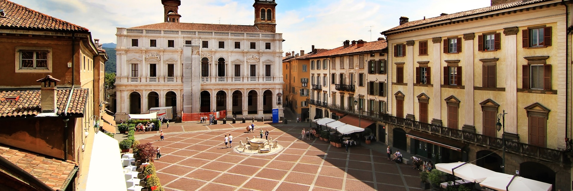 View of Piazza Vecchia in Bergamo.