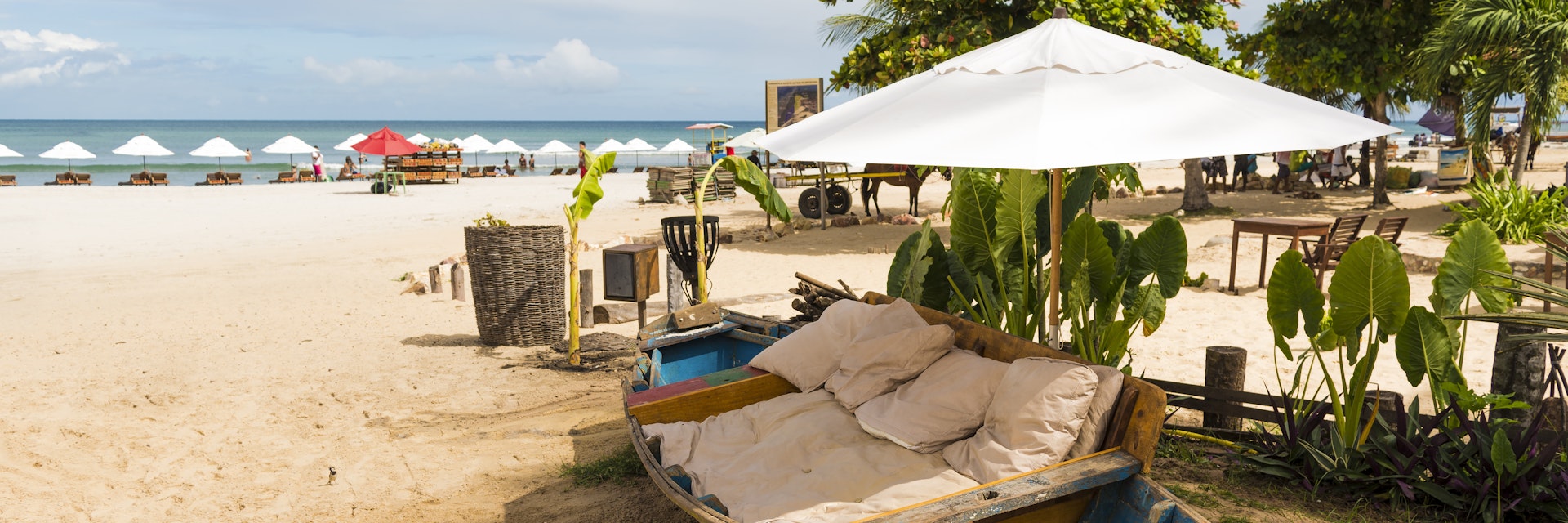 Tratirional boat used as a relaxing chair in Jericoacoara beach.
