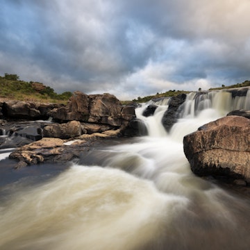 Waterfall at Bourke's luck potholes in the Blyde River. Panorama route, Mpumalanga, South Africa
