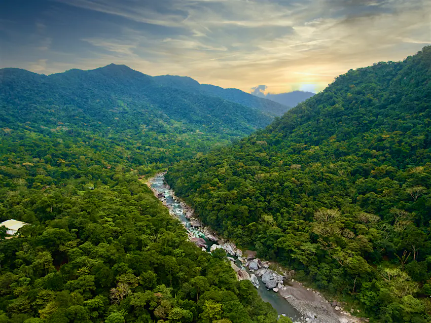 Staying at Omega Eco Lodge is an opportunity for jungle adventures such as riding the rapids on the Cangrejal River Cangrejal River in Pico Bonita National Park in Honduras
