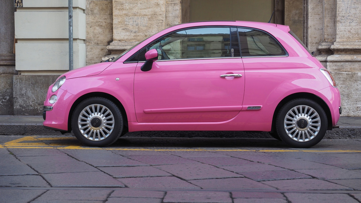 Turin, Italy - December 16, 2015: The new Fiat 500 car model is a remake of the famous Italian Fiat 500 model from the sixties