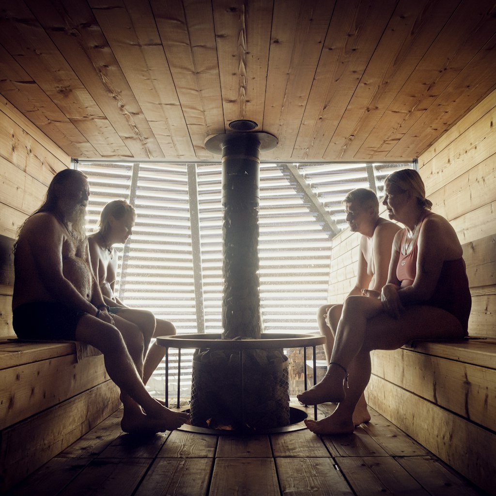 Helsinkians spend some time inside Löyly's sauna. 