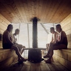 Helsinkians spend some time inside Löyly's sauna. 