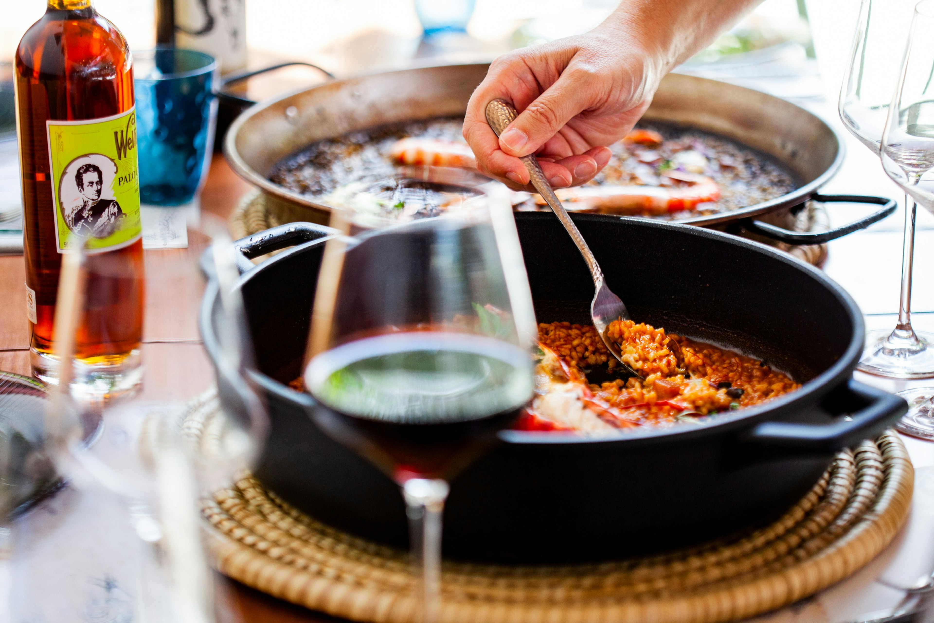 Fresh paella in EntreBotas Restaurante in Cádiz, Spain