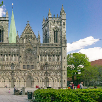 Trondheim, Norway - June 6, 2017: View of the world's northernmost medieval cathedral national sanctuary of Norway, built over the grave of St. Olav. The sculptures and church in romanesque style;
Nidaros Domkirke
Shutterstock ID 659296807; your: Bridget Brown; gl: 65050; netsuite: Online Editorial; full: POI Image Update